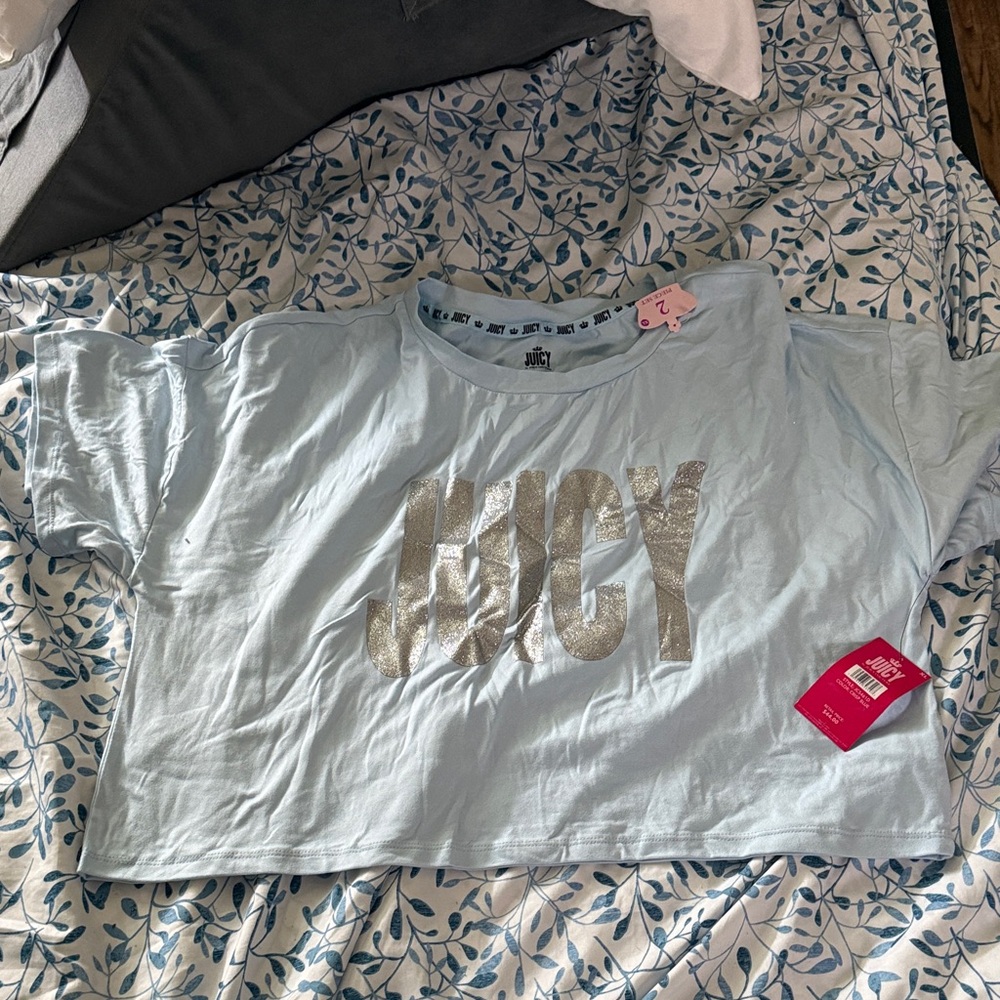 Juicy Couture Sky Blue Tee with Silver Logo